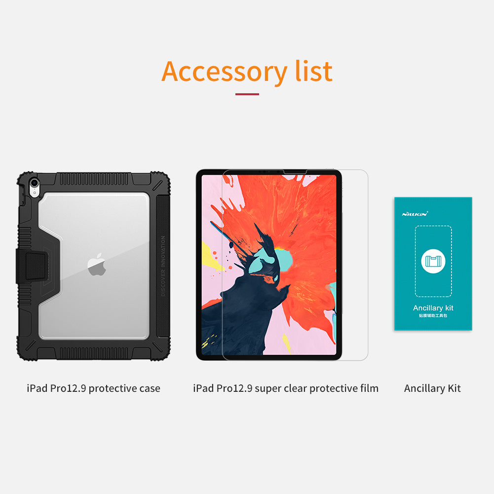 Nillkin iPad Pro 12.9" 2018 防摔內置筆槽全覆蓋支架保護套送高清保護貼