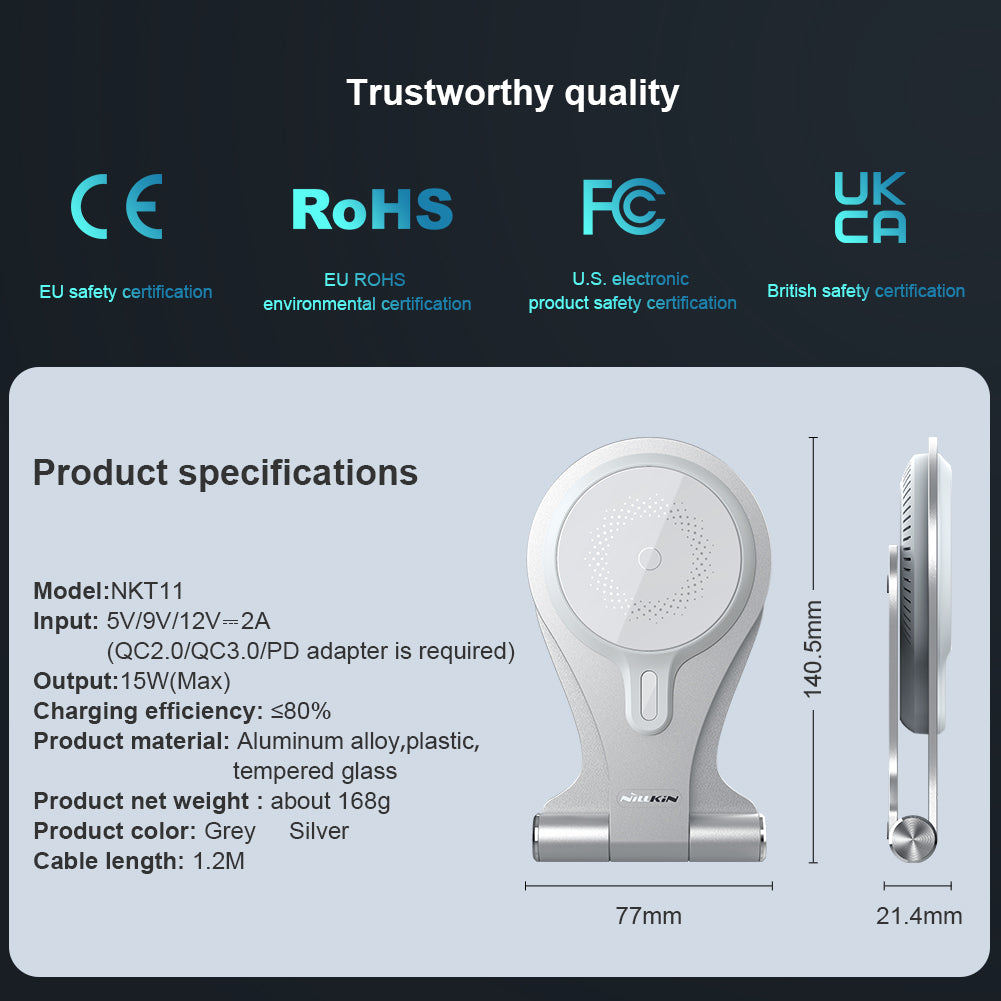 Nillkin 鋁合金 iPhone MagSafe手機專用 無線快速充電支架 摺合式多角度調教  智航系列