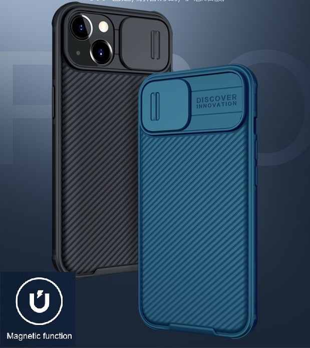 Nillkin iPhone 14 Plus 6.7"MagSafe內置磁吸/鏡頭滑蓋保護/四角氣囊防摔手機保護殼黑鏡Pro系列