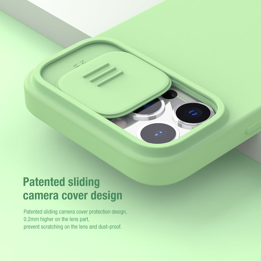 Nillkin iPhone 13 Series MagSafe Built-in Magnetic Function Sliding Lens Cover Liquid Silicone Phone Case CamShield Silky Series