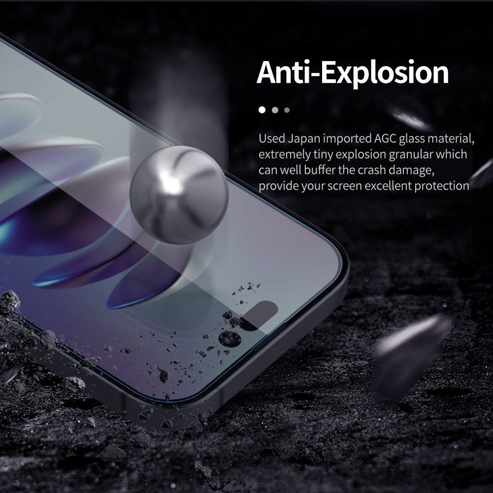 Nillkin iPhone 13/14 系列 日本AGC玻璃 0.2mm 超薄 2.5D 9H HD高清防刮防指紋防炫光鋼化玻璃屏幕保護貼