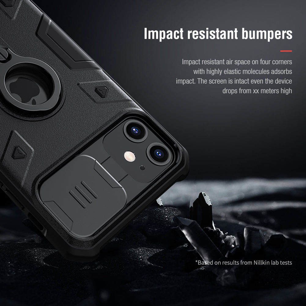 Nillkin iPhone 11 系列鏡頭滑蓋保護/指環支架/四角氣囊防摔手機殼黑犀牛系列 (2色)