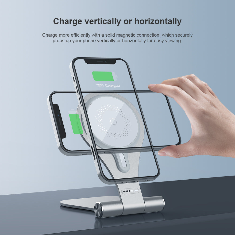 Nillkin Aluminum alloy magnetic wireless fast charging stand Foldable multi-angle adjustment iPhone MagSafe mobile phone MagStand Series