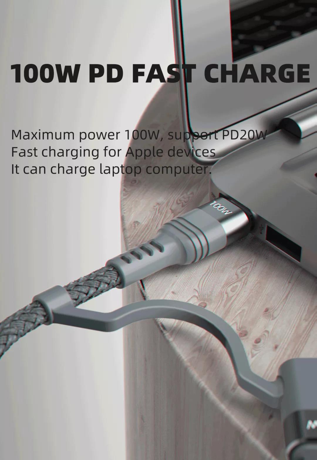Dudao Upgrade Version 100W USB/Type-C to Lightning/Type-C 1M PD Multi Function Fast Charge Data Cable L20XS