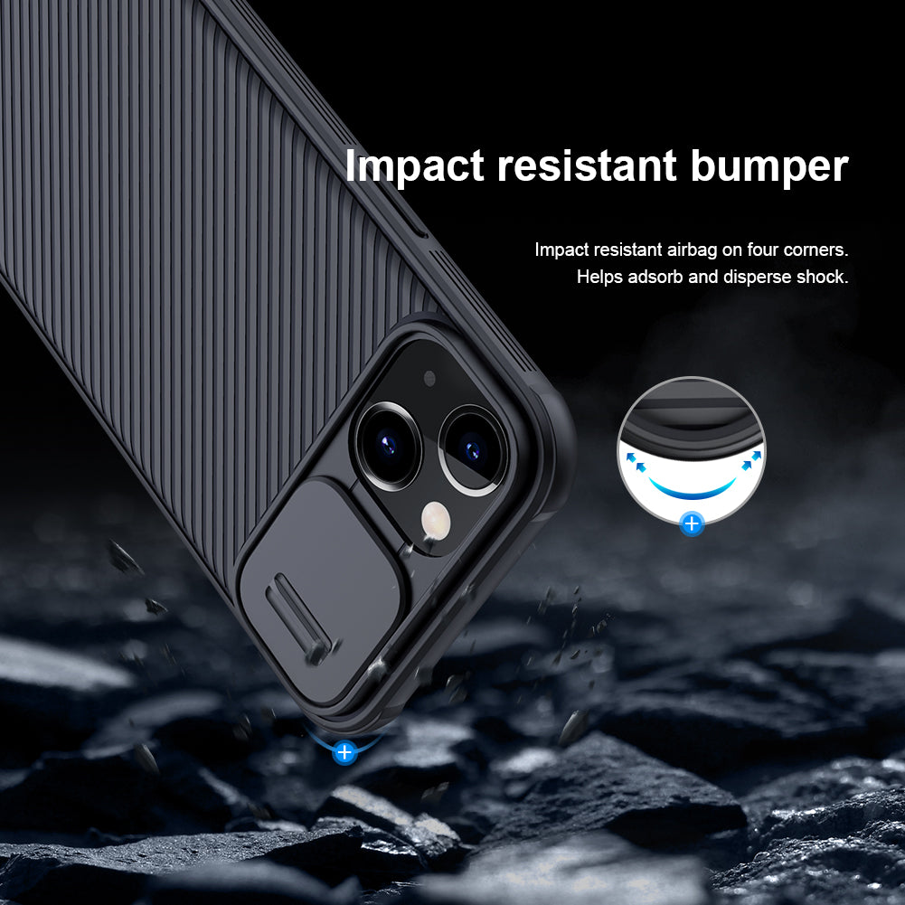 Nillkin iPhone 13 Series Lens Protection Sliding Cover,Four-corner Airbag,Anti-Slip CamShield Pro Series Phone Case