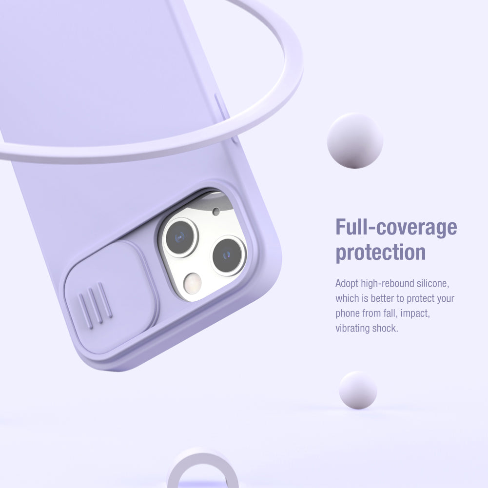 Nillkin iPhone 13 Series MagSafe Built-in Magnetic Function Sliding Lens Cover Liquid Silicone Phone Case CamShield Silky Series