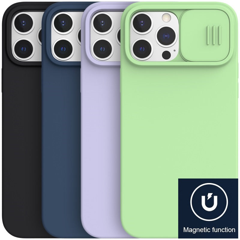 Nillkin iPhone 13 Series MagSafe Built-in Magnetic Function Sliding Lens Cover Liquid Silicone Phone Case CamShield Silky Series